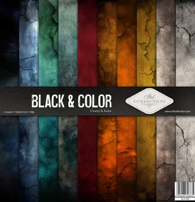Image de ITD COLLECTION Setz 11Stk 30x30cm Papier pour Scrapbooking - Noir & Couleur
