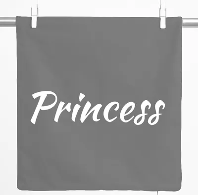 Produktbild von Huuraa Kissenbezug Princess Schriftzug 40x40cm Steel Grey Baumwolle Dekokissenbezug Geschenkidee