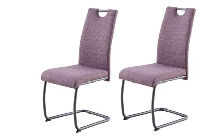 Produktbild von Hela Tische, 2er Set Freischwinger Esszimmerstuhl Florenz, Bezug Webstoff Wildberry+passende Gestellfarbe, ergonomische Lehne + Griff, 120kg belastbar