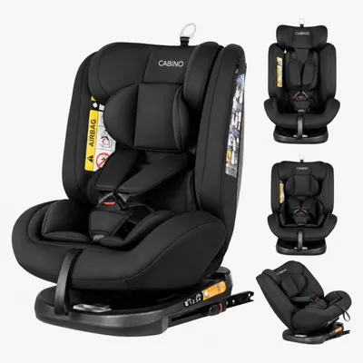 Produktbild von Cabino Luna Kindersitz i-Size 360° drehbar Schwarz – Reboarder mit ISOFIX und Top Tether, mitwachsender Autositz 40–150cm, von Geburt bis ca. 12 Jahre
