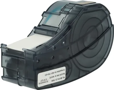 Produktbild von vhbw Schriftband-Kassette kompatibel mit Brady BMP21-LAB, BMP21-PLUS, ID PAL, BMP21 Etiketten-Drucker 6,4m x 19,05mm Schwarz auf Weiß, Polyester