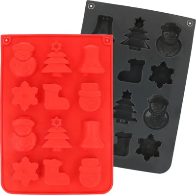 Produktbild von com-four® 2x Silikon Formen für Pralinen - Pralinenformen für Weihnachten - Backform aus Silikon für Pralinen, Bonbons oder Eiswürfel [Auswahl variiert]