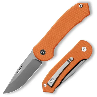 Image de Couteau pliant, lame de 7,25 cm, manche en G10, acier VG10, couleur orange, design EDC (Everyday Carry) avec clip de poche pour un port discret