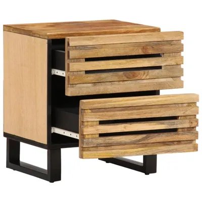 Image de vidaXL Table de nuit 40x34x46 cm Bois de manguier rugueux