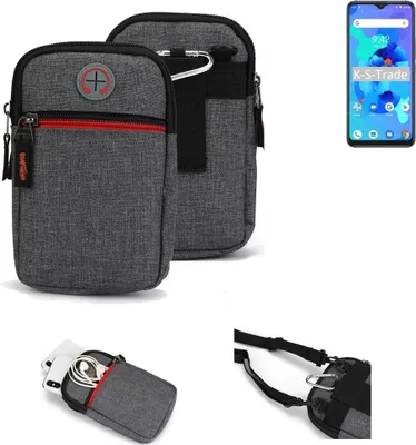 Produktbild von K-S-Trade Holster Gürteltasche kompatibel mit UMIDIGI A7 Handy Tasche Schutz Hülle grau Zusatzfächer 1x