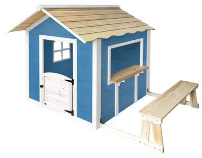 Produktbild von HOME DELUXE - Spielhaus DER GROßE PALAST - Blau mit Bank -es Holz