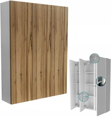Zdjęcie produktu dla wisząca szafka łazienkowa 75x100 do łazienki dąb wotan