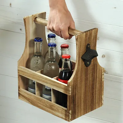 Produktbild von KESPER Flaschenträger für 6 Flaschen inklusive Flaschenöffner, aus Paulowniaholz, 6926613