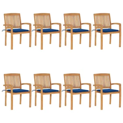 Produktbild von "WINTER SALE"Stuhl Terrasse - Stapelbare Gartenstühle mit Kissen 8er set - Balkonmöbel - Campingstuhl elegantes Design - Massivholz Teak - 60x57,5x90cm - Gartenstühle NeuMöbel259641
