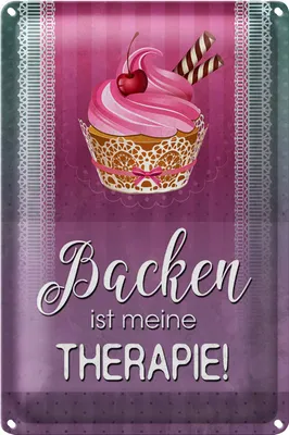 Produktbild von Blechschild Spruch 20x30cm Backen ist meine Therapie