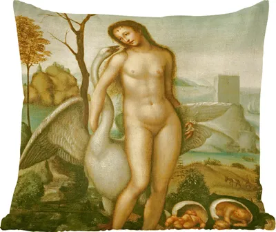 Produktbild von MuchoWow® Zierkissen Sofakissen Wohnzimmer Dekokissen 60x60 cm Leda und der Schwan - Leonardo da Vinci - Sitzfläche - Foto Polster