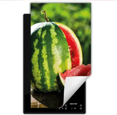 Produktbild von DarHaus Herdabdeckplatte 1 teilig 30x52 cm Anti Rutsch Matte Aufrollbar, grün - Wassermelone