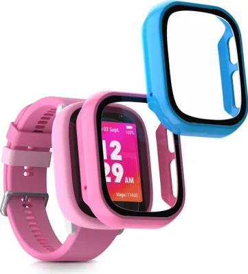 Produktbild von kwmobile 2x Cover kompatibel mit Xplora X6 Play Hülle - Fullbody Fitnesstracker Case Set aus Glas - Rosa Hellblau