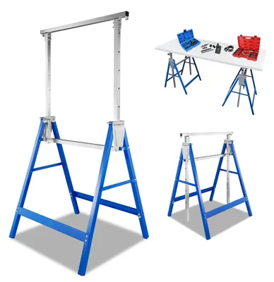 Produktbild von Ikodm 6er Set Arbeitsböcke 7-fach höhenverstellbar 80-130 cm Klappböcke aus Stahl Blau