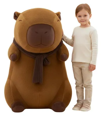 Produktbild von Großes Maskottchen Plüsch-Kissen Spielzeug Capybara mit Schal 100cm