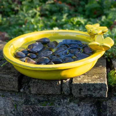 Produktbild von Bienentränke, Insektenbad,Tränke für Insekten | Keramik, gelb | H 8,0 x B 29,0cm