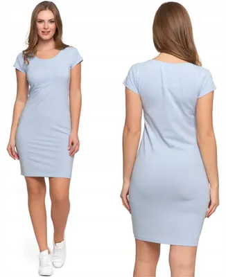 Immagine prodotto di Abito estivo - Abito da donna taglia S - Abito a tubino blu - Abito a maniche corte - Abito al ginocchio