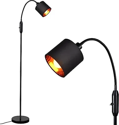 Image de ZMH Lampadaire Salon Vintage Noir Lampadaire Tissu Arc 360° Pivotant Moderne avec Interrupteur à Pied E14 Lampadaire Métal Design Lampadaire pour Chambre Bureau