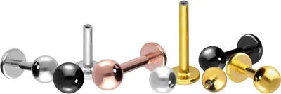 Produktbild von Ohrpiercing, Nasenpiercing Titan Labret mit Innengewinde RoséGold Stablänge: 10mm + Stabstärke: 1,2mm + Kugelgröße: 4mm