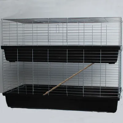 Produktbild von XXL 1,20 m doppel schwarz Hasenkäfig Meerschweinchenkäfig Kaninchenkäfig Kaninchen- und Meerschweinchenheim