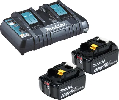 Image de Makita 2x BL1840B batterie 4,0 Ah 18V Li-Ion + DC18RD chargeur double rapide - DC18RD-BL1840-2x