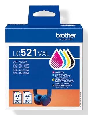 Produktbild von Brother LC521VAL Druckerpatrone 4 Stück(e) Original Schwarz, Cyan, Magenta, Gelb