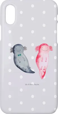 Produktbild von Mr. & Mrs. Panda Iphone 10 Handyhülle Axolotl Freundin - Grau Pastell - Geschenk, Cover, Handy Case, Verliebt, Freund, X, Liebe, Lurch