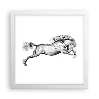 Produktbild von Gerahmtes Poster - Weißer Rahmen - Pferd Zeichnung Bleistift - 30x30 cm - Wand Bild - Wanddeko - Wandbilder - Kunstposter - Wandposter - Bilderrahmen - Bilder - Kunstdruck - P2WAC30x30-4906