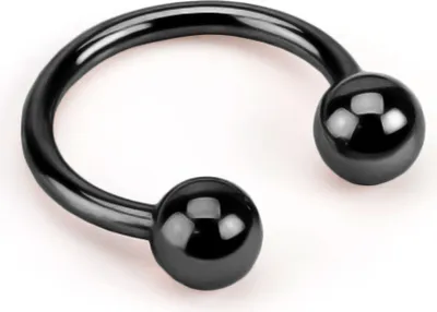Produktbild von viva-adorno 1,2 x 8 x 3mm Hufeisen Piercing Edelstahl Lippenpiercing Augenbrauenpiercing Z54,Schwarz