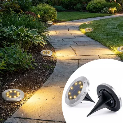 Produktbild von Edles 2er-Set Solar-Bodenstrahler 200lm IP44 mit Erdspiess: Helle Aussenleuchte für Garten & Weg – Schaffen Sie Sicherheit & Lichtakzente