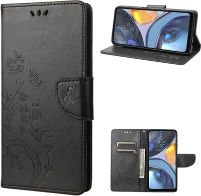 Produktbild von König Design Hülle kompatibel mit Motorola Moto G22 Kunstleder Handyhülle - Handy Case Schwarz