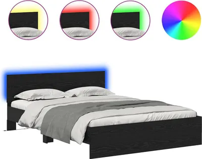 Produktbild von vidaXL Bettrahmen Schwarz Eichen-Optik 120 x 200 cm Holzwerkstoff