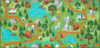 Produktbild von Carpet Studio Hiking Teppich Kinderzimmer - Spielteppich Grün - 95x200cm