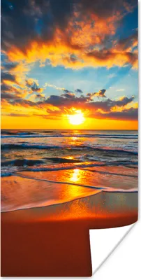 Produktbild von MuchoWow® Poster Meer - Sonnenuntergang - Strand - Wolken - Orange 20x40 cm - Plakat - Foto