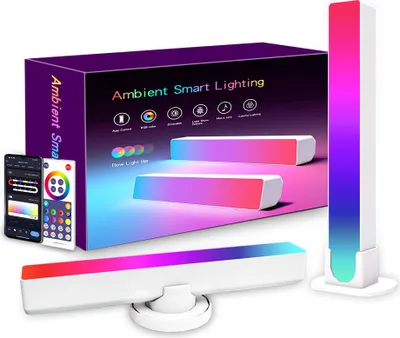 Immagine prodotto di ZELURXX RGB LED Luce d'atmosfera da tavolo Set da 2, Luce d'atmosfera per PC desktop, Controllo musicale, Sfondo TV, APP e telecomando, Bianco