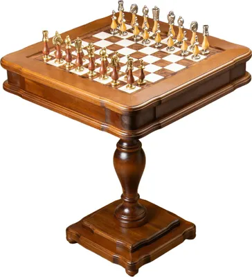 Produktbild von Luxus-Schachtisch (58 × 58 × 9,5 cm) inklusive Staunton-Schachfiguren (Königshöhe 10 cm)