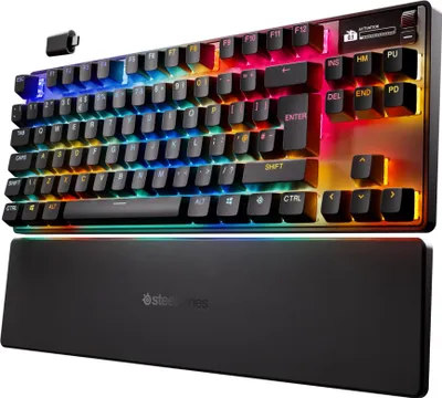Immagine prodotto di Steelseries APEX PRO TKL WIRELESS GEN 3, Verkabelt & Kabellos, USB + RF Wireless + Bluetooth, interruttore a chiave magnetico-meccanico, QWERTY, RGB-LED, Schwarz