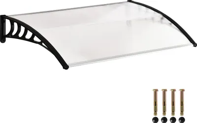 Obrázok produktu pre Outsunny strieška na vchodové dvere Strieška na vchodové dvere z polykarbonátu, strieška s UV ochranou, ochrana proti slnku, ochrana proti dažďu pre exteriér, biela