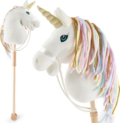 Produktbild von Bieco Steckenpferd Kinder Einhorn Rainbow | Hobby Horse Pferde | Steckenpferd Rollen | Steckenpferd Holz Pferd Stab | Steckentier Schöne Steckenpferde für Kinder Stockpferd Kleinkind Zubehör