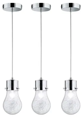 Zdjęcie produktu dla Zestaw 3 lamp wiszących, styl Edisona, plecionka druciana, szkło, średnica 12 cm