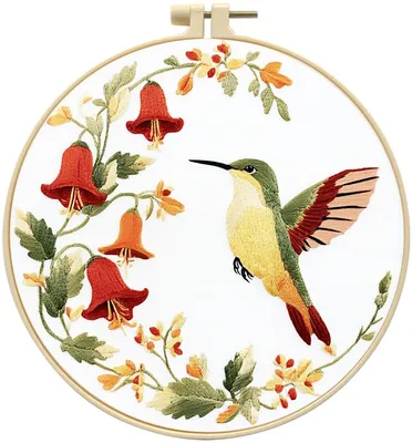 Produktbild von Stickset Kolibri & Maiglöckchen – DIY Stickerei Set für Anfänger
