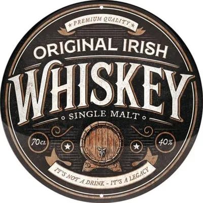 Obrázek produktu pro Nostalgic-Art - Plechová cedule 35 cm kulatá - Original Irish Whiskey