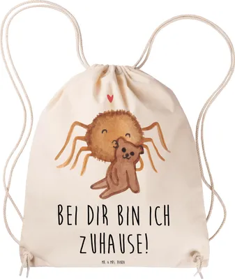 Produktbild von Mr. & Mrs. Panda Sportbeutel Spinne Agathe Teddy - Transparent - Geschenk, Treue, Verliebt, gym tasche, Jutebeutel, Miteinander, sporttasche klein, wander rucksack