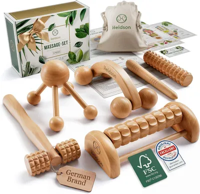 Image de Kit de massage, 6 pièces, en bois, outil de relaxation, pour la détente