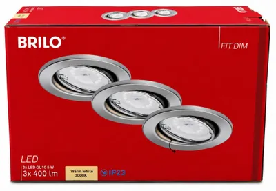 Produktbild von Briloner LED Einbaustrahler 3er Set Nickel Matt GU10 3x5W 400lm 3000K Dimmbar