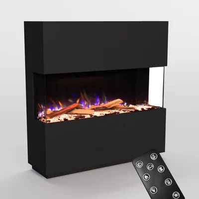 Produktbild von Glow Fire Elektrokamin 'PR16' in Schwarz| LED Standkamin in Schwarz mit Heizung (1500 W) | HxBxT: 130x131x40cm