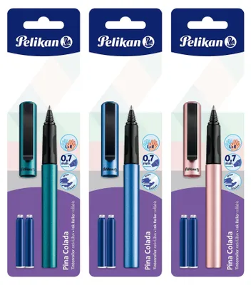 Produktbild von Pelikan Tintenroller Pina Colada blau farbiges Schreiben stylisch komfortabel Zufallsfarbe