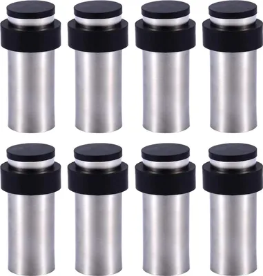 Produktbild von Türstopper zylindrisch für Boden oder Wand - Edelstahl - 8,5 cm - Gummi