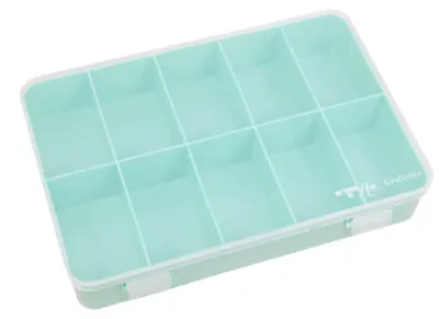 Aufbewahrungsbox mit 10 Fächern, 26,5x17,8x4,2 cm, türkis