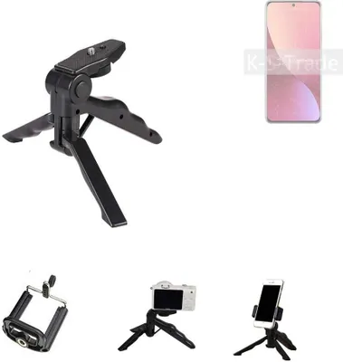 Produktbild von K-S-Trade Stativ Tisch-Ständer Dreibein Handy-Stativ Ständer kompatibel mit Xiaomi 12S Mini-Stativ Smartphone Tripod Handy-Stativ aus Plastik